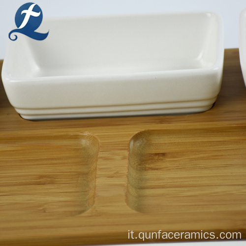 Piatto in ceramica multifunzione casa con piatto in legno